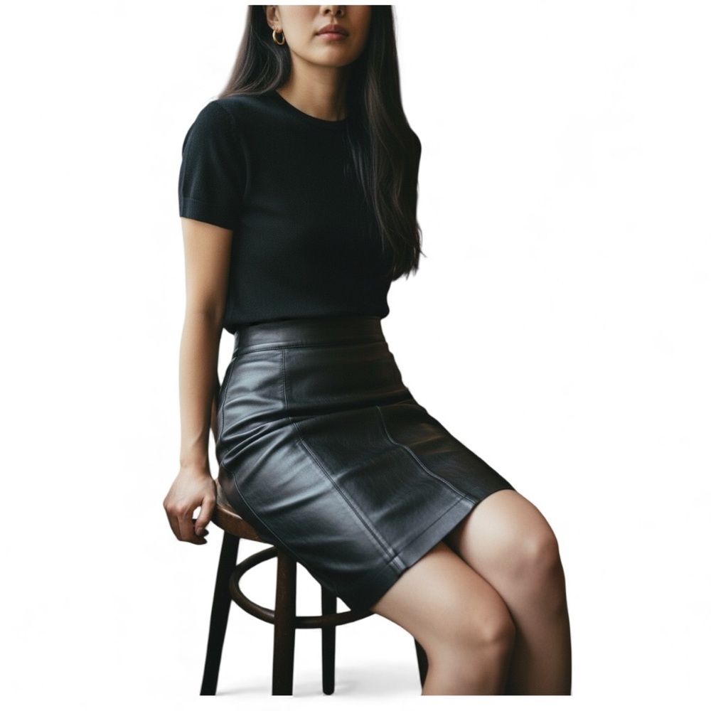 BURBERRY BLACK BIKERCORE Y2K STRETCH NOVA PRINT LINING PENCIL SKIRT SIZE 4